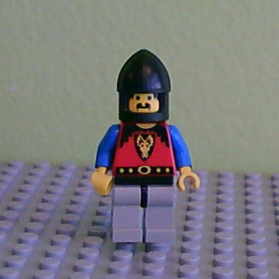 LEGO Minifigure-Dragon Knights - Knight 1, Light Gray Legs with Black Hips, Black Chin-Guard-Castle / Dragon Knights-CAS012-Creative Brick Builders